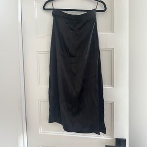 Zara Black satin skirt with side slit NWT